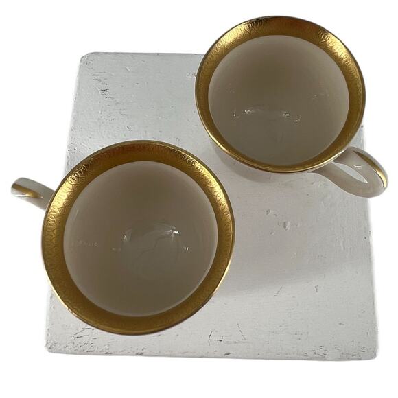 American Manor Shenango Templar Ivory Gold Rim Demitasse Teacups Elegant Vintage - Picture 10 of 15